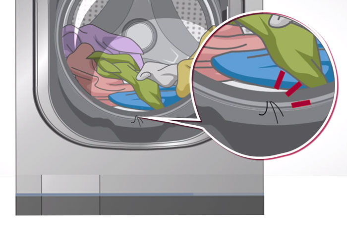 Damaged washing machine door seal